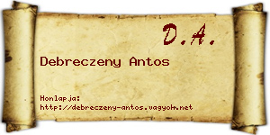 Debreczeny Antos névjegykártya